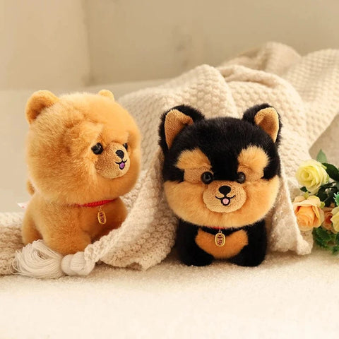 Image of Cute Mini Dog Plush Doll Bichon Corgi Husky Shiba Dog Chow Chow Yorkshire Plushy