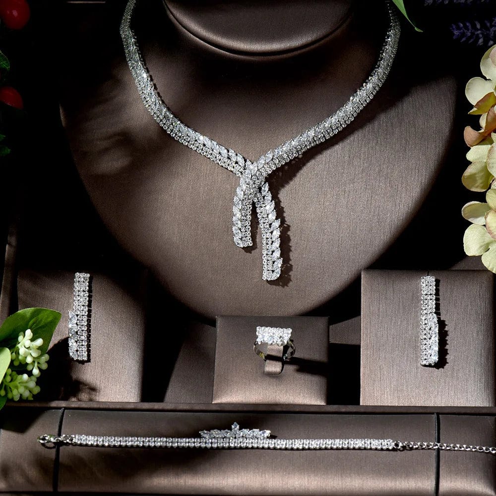 New Classic 4pcs Jewelry Set With Cubic Zirconia for Women  from Almas Collections