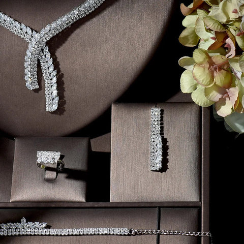 Image of New Classic 4pcs Jewelry Set With Cubic Zirconia for Women  from Almas Collections