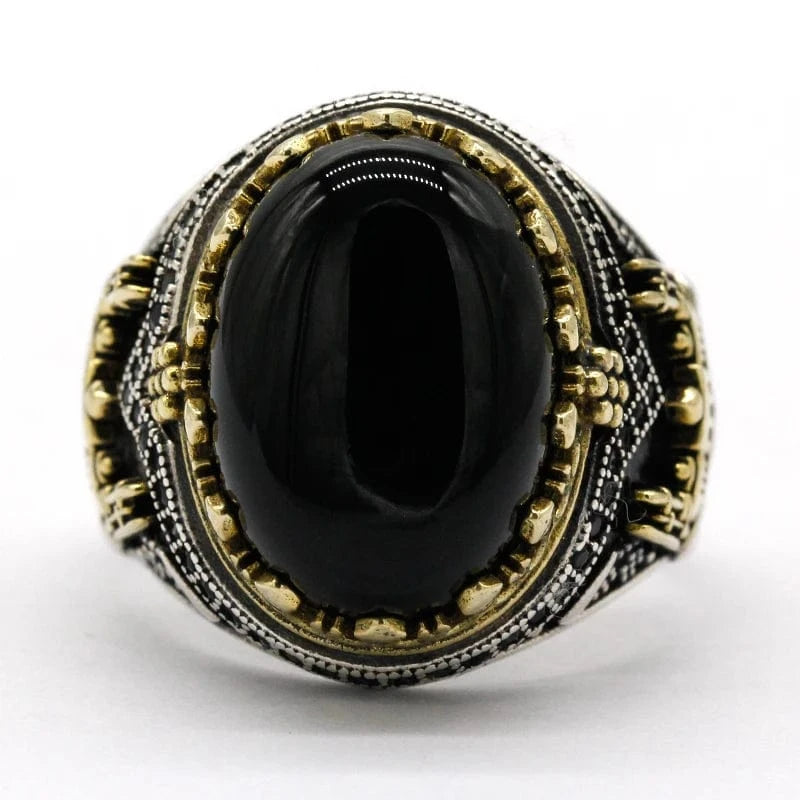 Natural Agate Stone Ring 925 Silver Constantinople Signet Ring