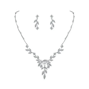 Elegant Marquise Vine Cubic Zirconia CZ Crystal Necklace and Earring Bridal Jewelry Set from Almas Collections
