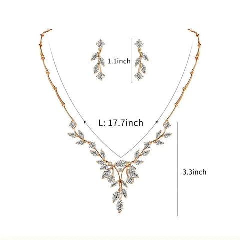 Image of Elegant Marquise Vine Cubic Zirconia CZ Crystal Necklace and Earring Bridal Jewelry Set from Almas Collections