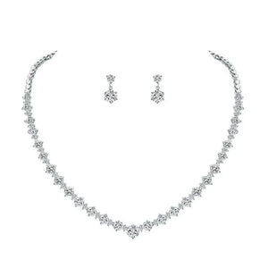 New Bridal Round Cut Cubic Zirconia CZ Crystal Necklace and Earrings Jewelry Set from Almas Collections