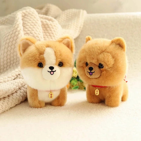 Image of Cute Mini Dog Plush Doll Bichon Corgi Husky Shiba Dog Chow Chow Yorkshire Plushy