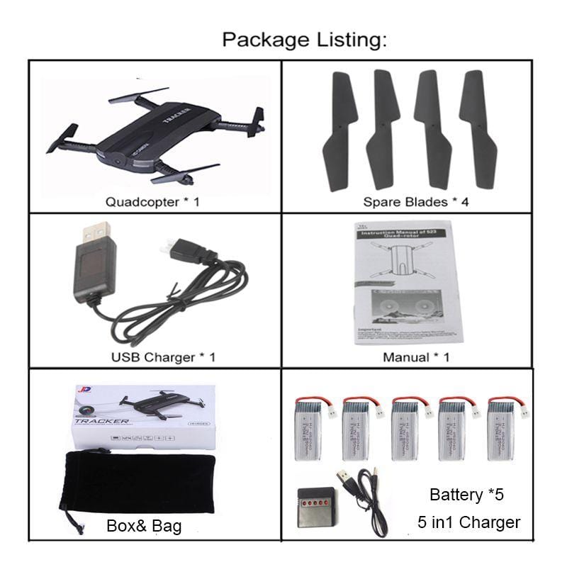 Selfie Drone JXD 523W JXD 523 Tracker Foldable Mini Rc Drone with Wifi FPV Camera Altitude Hold Headless Mode RC Helicopter Almas Collections  RC Helicopters