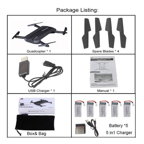 Image of Selfie Drone JXD 523W JXD 523 Tracker Foldable Mini Rc Drone with Wifi FPV Camera Altitude Hold Headless Mode RC Helicopter Almas Collections  RC Helicopters