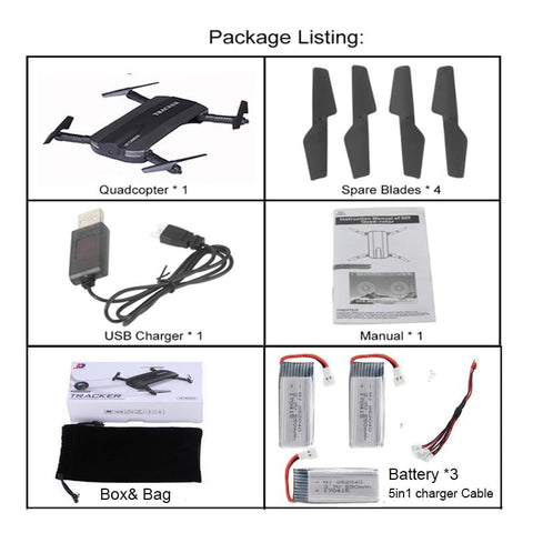 Image of Selfie Drone JXD 523W JXD 523 Tracker Foldable Mini Rc Drone with Wifi FPV Camera Altitude Hold Headless Mode RC Helicopter Almas Collections  RC Helicopters