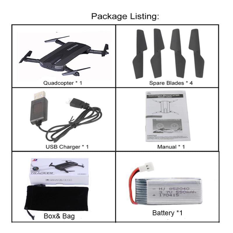 Selfie Drone JXD 523W JXD 523 Tracker Foldable Mini Rc Drone with Wifi FPV Camera Altitude Hold Headless Mode RC Helicopter Almas Collections  RC Helicopters
