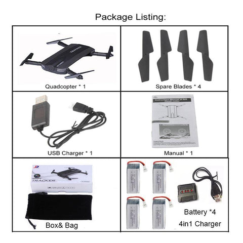 Image of Selfie Drone JXD 523W JXD 523 Tracker Foldable Mini Rc Drone with Wifi FPV Camera Altitude Hold Headless Mode RC Helicopter Almas Collections  RC Helicopters