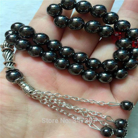 Image of 8mm Hematite Stone  Round Shape 33 Tasbeeh IS1 IS2 NS3 Almas Collections tasbeeh