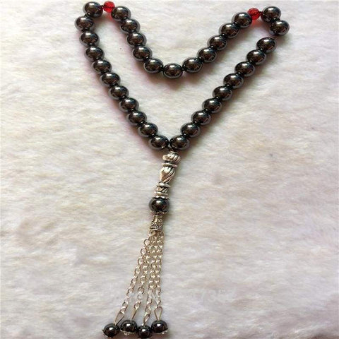 Image of 8mm Hematite Stone  Round Shape 33 Tasbeeh IS1 IS2 NS3 Almas Collections tasbeeh