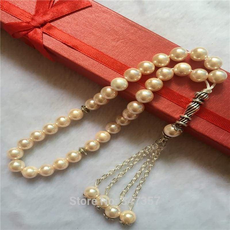 8mm Light Pink  Color Pearl Shell Tridacna Stone Round Shape 33 Tasbeeh IS1 IS2 NS3 Almas Collections tasbeeh