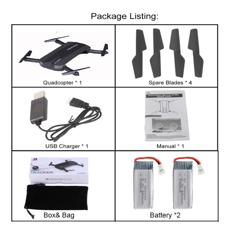 Selfie Drone JXD 523W JXD 523 Tracker Foldable Mini Rc Drone with Wifi FPV Camera Altitude Hold Headless Mode RC Helicopter Almas Collections  RC Helicopters