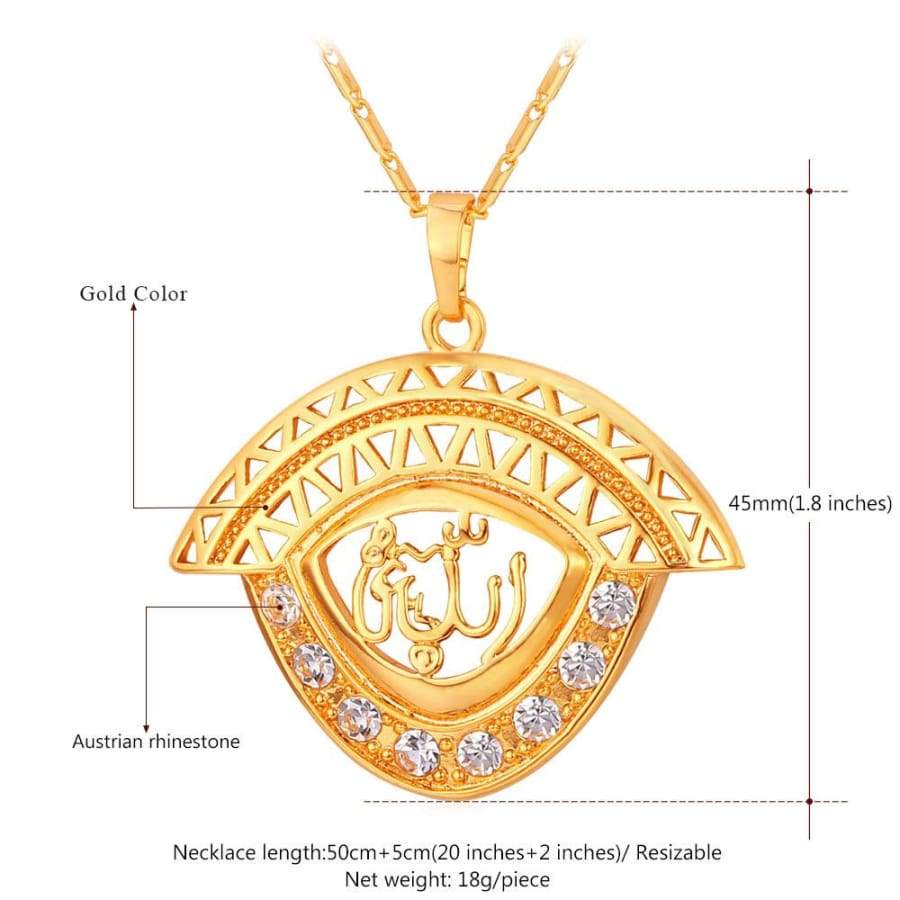 Allah Pendant Men/Women Islamic Gold/Silver Color Rhinestone Crystal Jewellery IS1 Almas Collections Necklace