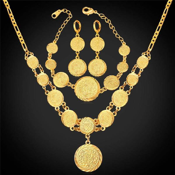 Gold coin necklace set shop