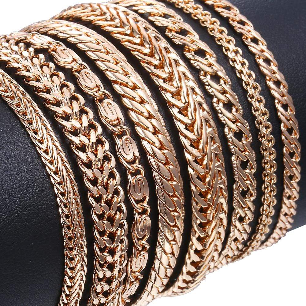 Almas Rose Gold 20cm Curb Snail Foxtail Venitian Link Chains Bracelet  for Men and Women from Almas Collections