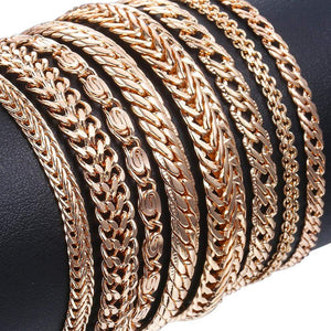 Almas Rose Gold 20cm Curb Snail Foxtail Venitian Link Chains Bracelet  for Men and Women from Almas Collections