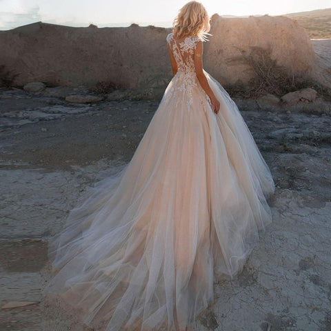 Image of Sleeveless Tulle Boho Bridal Gown Wedding Dress from Almas Collections