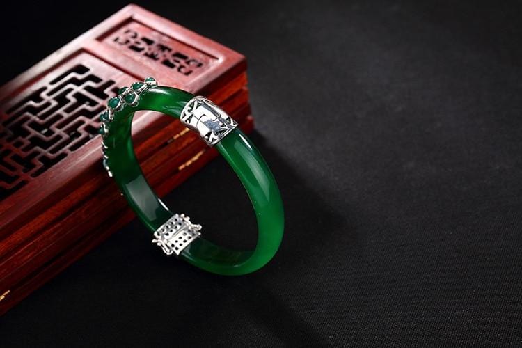 Vintage Sterling Silver Jade Peacock Bangles Bracelets |  Vintage Sterling Silver Chalcedony Peacock Bangles Bracelets  | Vintage 925 Sterling Silver Bangles for Women  from Almas Collections