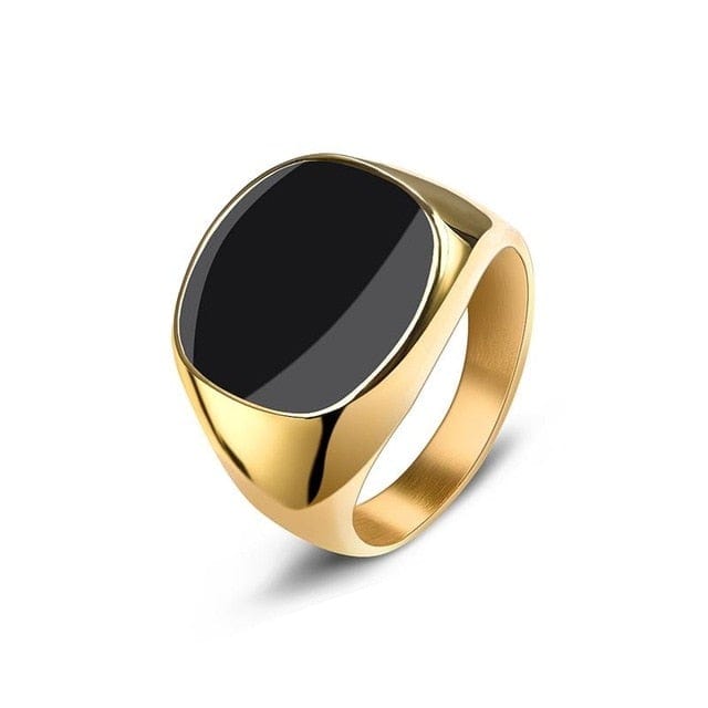 Stainless Steel Signet Ring for Him in Gold color from Almas Collections