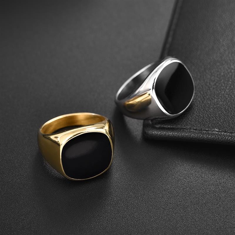 Stainless Steel Signet Ring for Him in Silver and Gold color from Almas Collections