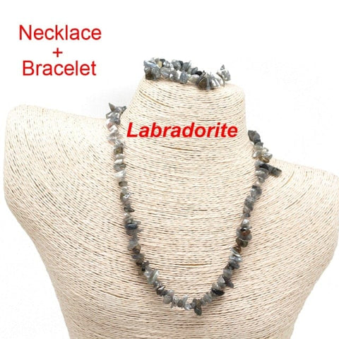 Image of Labradorite stone bracelet and necklace from Almas Collections