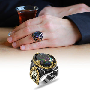 Alexandrite Stone 925 Sterling Silver Ring for Men from almas Collections