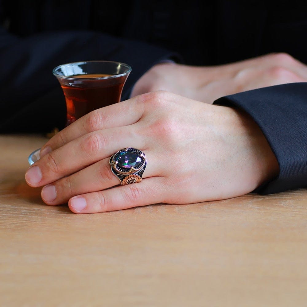Alexandrite Stone 925 Sterling Silver Ring for Men from Almas Collections
