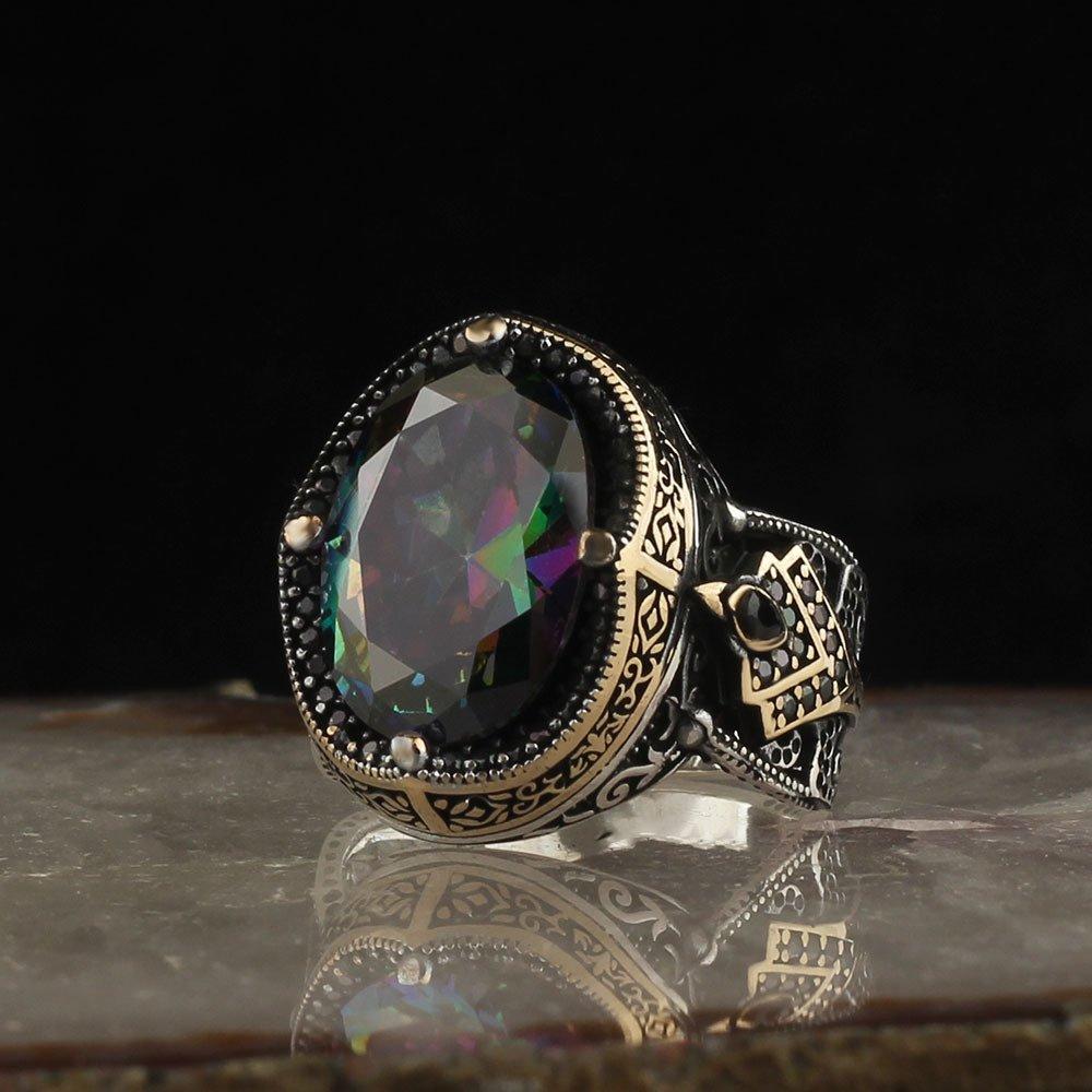 Alexandrite Stone 925 Sterling Silver Ring for Men  from Almas Collections