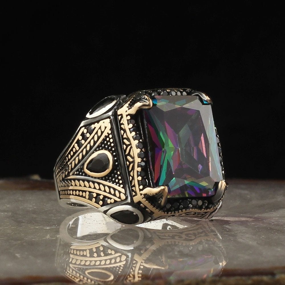 Alexandrite Stone 925 Sterling Silver Ring for Men from Almas Collections