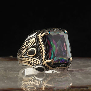Alexandrite Stone 925 Sterling Silver Ring for Men from Almas Collections