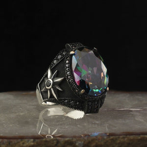 Alexandrite Stone 925 Sterling Silver Ring for Men from Almas Collections