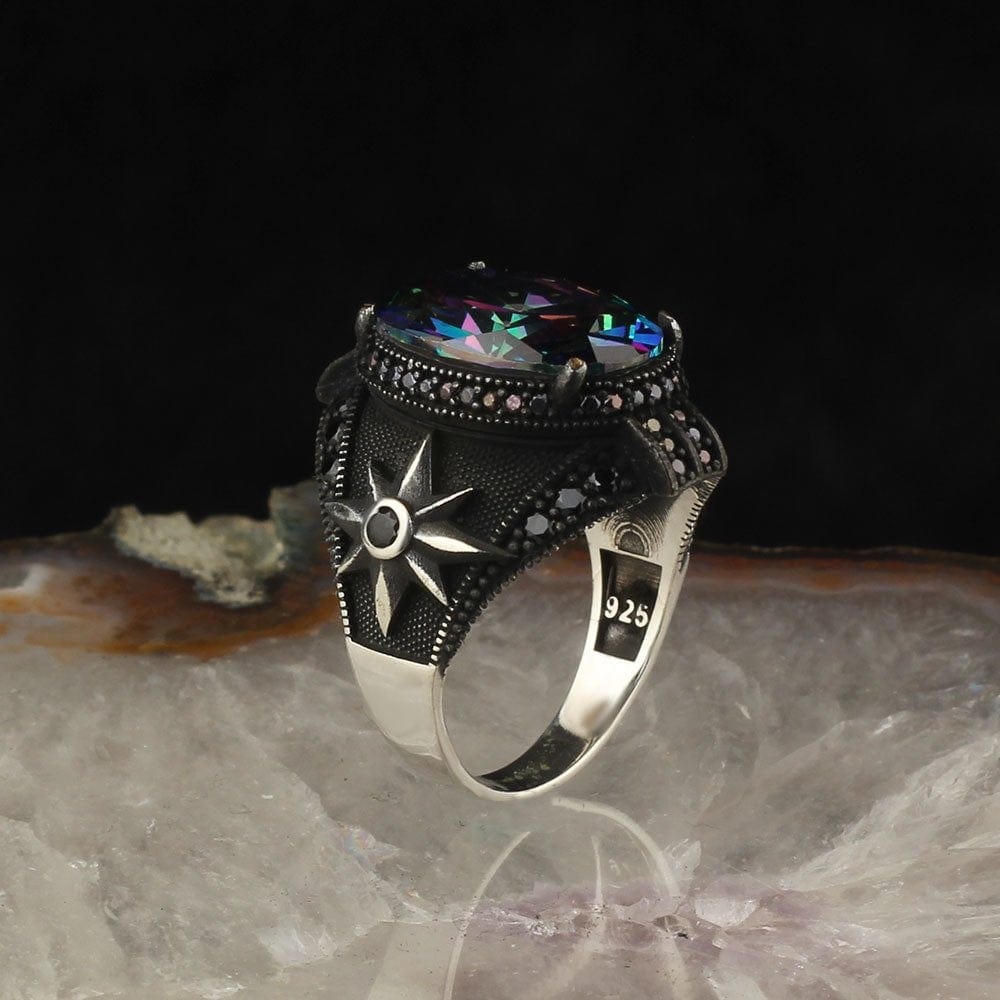 Alexandrite Stone 925 Sterling Silver Ring for Men from Almas Collections