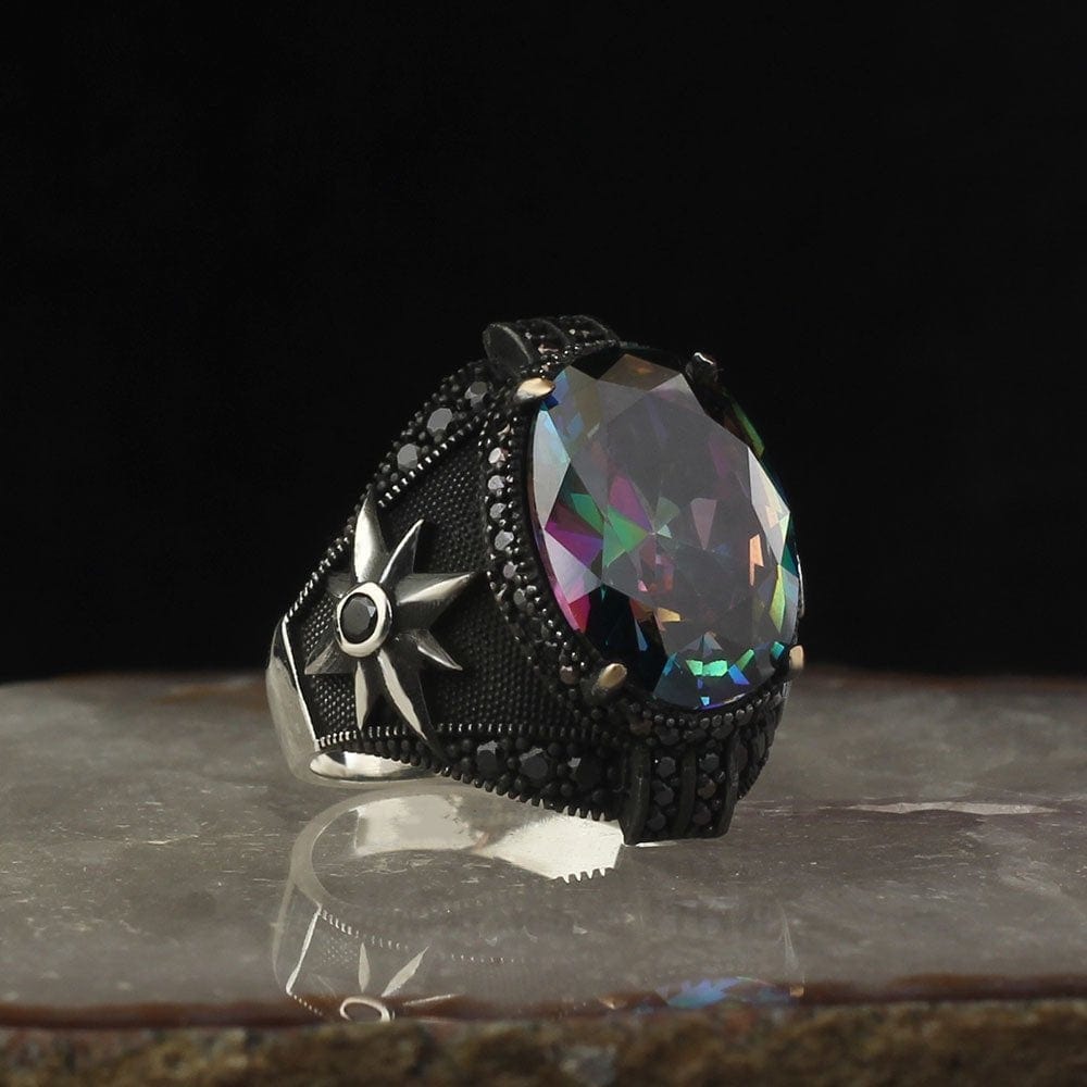 Alexandrite Stone 925 Sterling Silver Ring for Men from Almas Collections