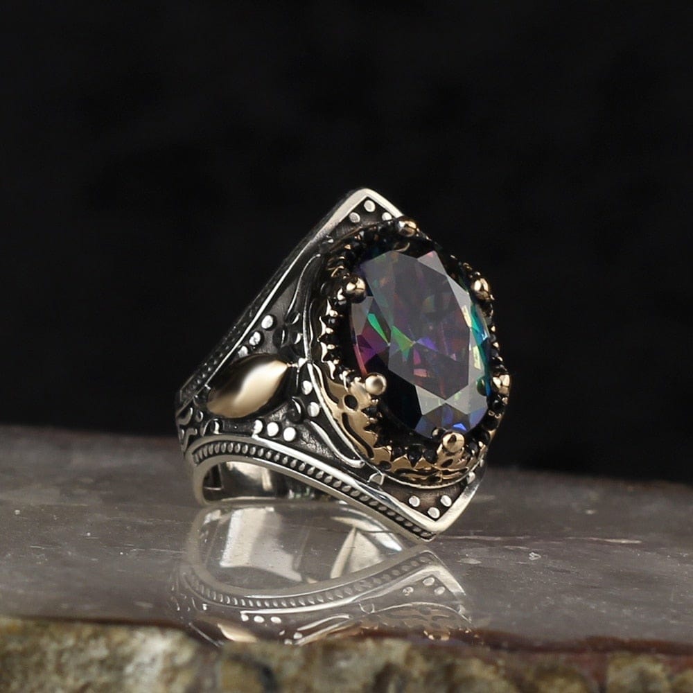 Alexandrite Stone Vintage 925 Sterling Silver Ring for Men from Almas Collections