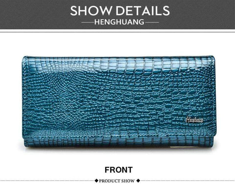 Image of New Luxury Genuine Leather Ladies Clutch Alligator design H1 Almas Collections  New Luxury Genuine Leather Ladies Clutch Alligator design