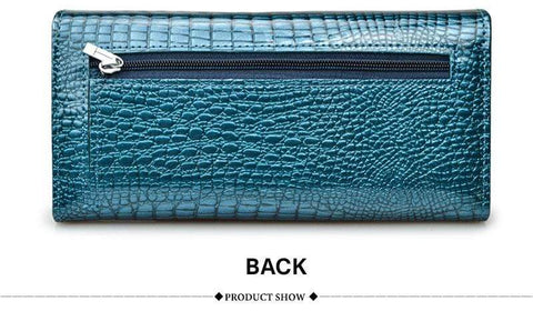 Image of New Luxury Genuine Leather Ladies Clutch Alligator design H1 Almas Collections  New Luxury Genuine Leather Ladies Clutch Alligator design