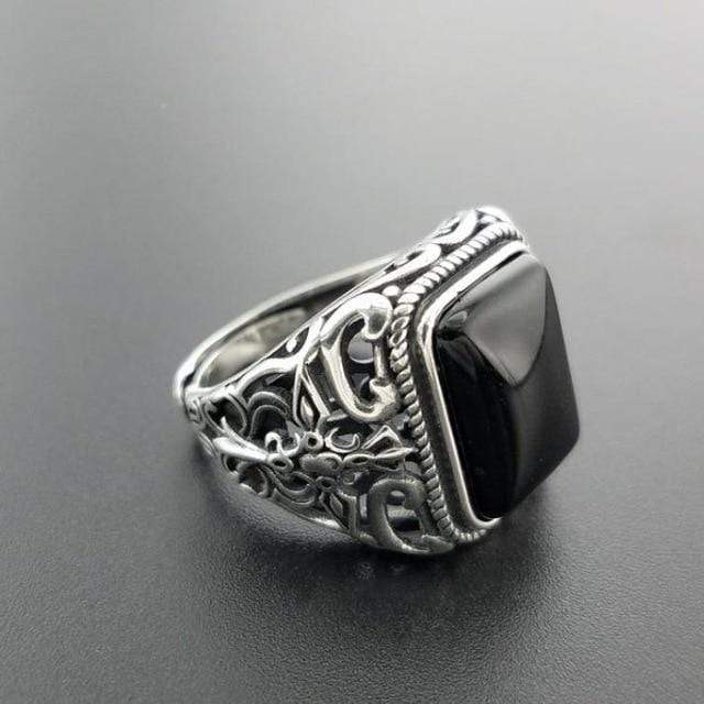 New Vintage Black Onyx Stone Real 925 Sterling Silver Ring For Men NS3 IS1 Almas Collections  New Vintage Black Onyx Stone Real 925 Sterling Silver Ring For Men