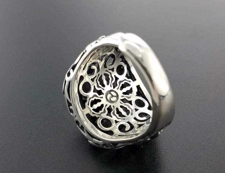 New Vintage Black Onyx Stone Real 925 Sterling Silver Ring For Men NS3 IS1 Almas Collections  New Vintage Black Onyx Stone Real 925 Sterling Silver Ring For Men