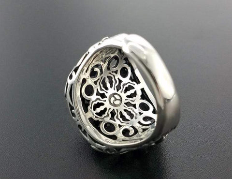 Image of New Vintage Black Onyx Stone Real 925 Sterling Silver Ring For Men NS3 IS1 Almas Collections  New Vintage Black Onyx Stone Real 925 Sterling Silver Ring For Men