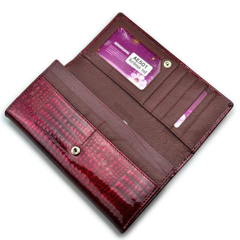 Image of New Luxury Genuine Leather Ladies Clutch Alligator design H1 Almas Collections  New Luxury Genuine Leather Ladies Clutch Alligator design