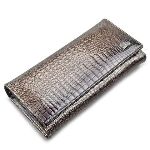 Image of New Luxury Genuine Leather Ladies Clutch Alligator design H1 Almas Collections  New Luxury Genuine Leather Ladies Clutch Alligator design