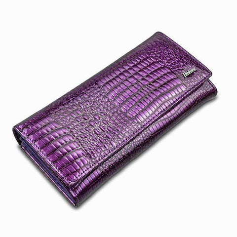 Image of New Luxury Genuine Leather Ladies Clutch Alligator design H1 Almas Collections  New Luxury Genuine Leather Ladies Clutch Alligator design