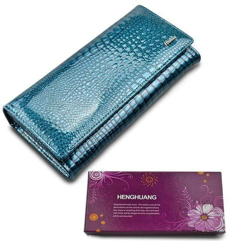 Image of New Luxury Genuine Leather Ladies Clutch Alligator design H1 Almas Collections  New Luxury Genuine Leather Ladies Clutch Alligator design