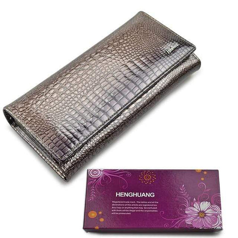 Image of New Luxury Genuine Leather Ladies Clutch Alligator design H1 Almas Collections  New Luxury Genuine Leather Ladies Clutch Alligator design