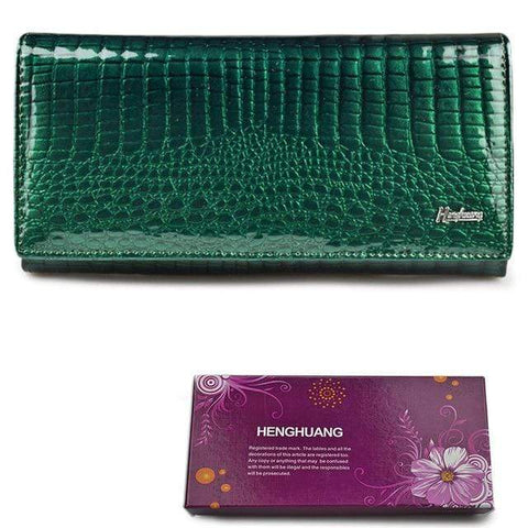 Image of New Luxury Genuine Leather Ladies Clutch Alligator design H1 Almas Collections  New Luxury Genuine Leather Ladies Clutch Alligator design