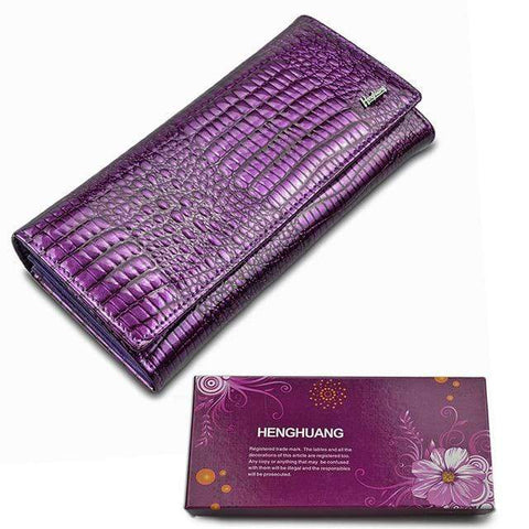 Image of New Luxury Genuine Leather Ladies Clutch Alligator design H1 Almas Collections  New Luxury Genuine Leather Ladies Clutch Alligator design