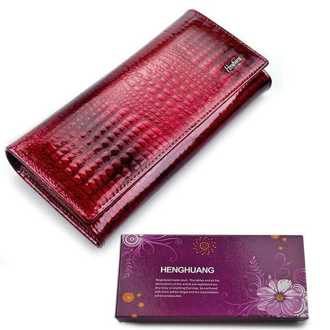Image of New Luxury Genuine Leather Ladies Clutch Alligator design H1 Almas Collections  New Luxury Genuine Leather Ladies Clutch Alligator design