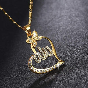 New Allah Gold colour Pendant Necklace for women IS1 Almas Collections  New Allah Gold colour Pendant Necklace for women