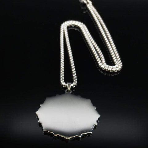 Image of New Lotus Wicca Stainless Steel Necklace for Men Silver Color NS2 IS1 IS2 Almas Collections  New Lotus Wicca Stainless Steel Necklace for Men Silver Colo